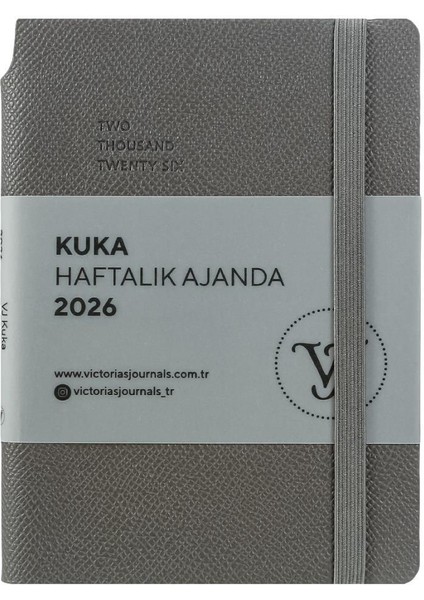 Kuka 2026 Haftalık Ajanda A6 (9x14 cm) Esnek Kapak Ivory 80gr.