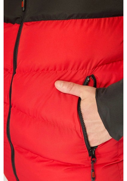 İçi Astarlı Su ve Rüzgar Geçirmez Cepli Kapüşonlu Erkek Mont