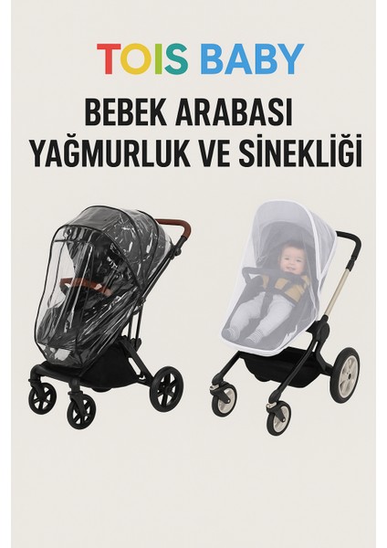 2 Si Bir Arada Fermuarlı Fitalatsız Bebek Arabası Yağmurluğu + Bebek Arabası Sinekliği