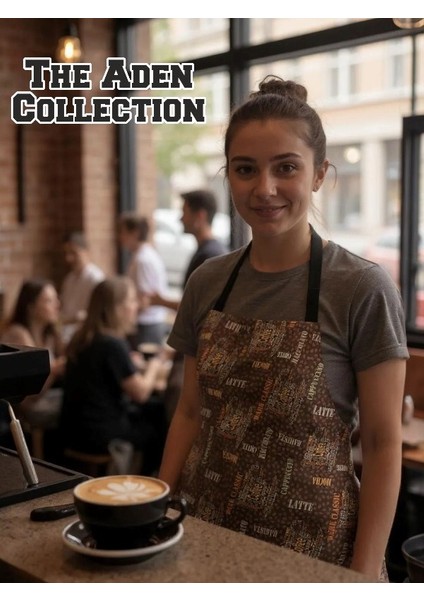 Kahve Desenli Barista Önlük -M11