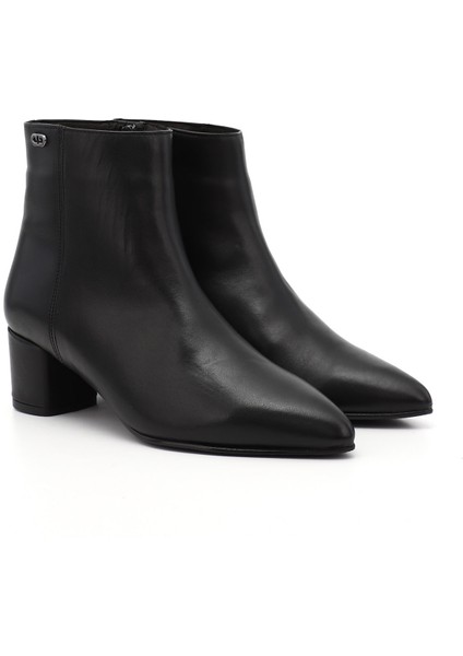 Kadın Siyah Fermuarlı Sivri Burun Hakiki Deri Bot fiyatları