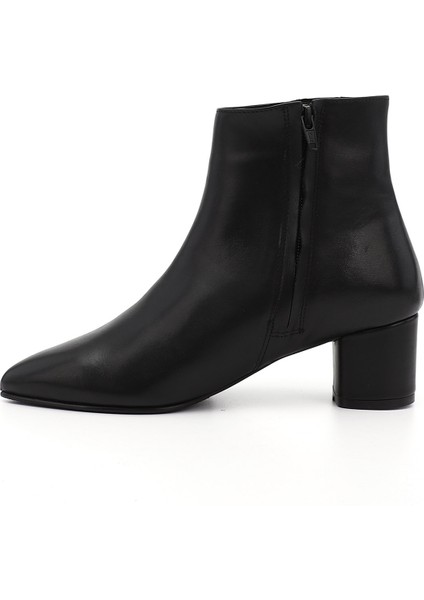 Kadın Siyah Fermuarlı Sivri Burun Hakiki Deri Bot modelleri