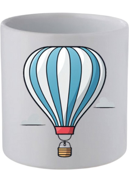 Uçan Balon Baskılı Kulpsuz Kupa Bardak - Hediye Kahve Kupası, Su Bardağı
