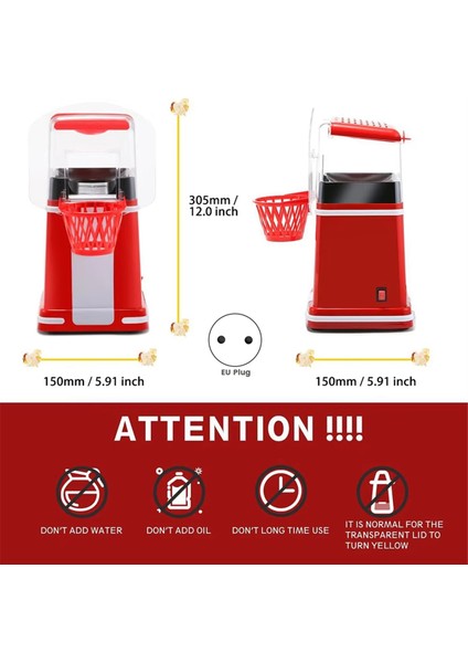 Mini Patlamış Mısır Makinesi Sıcak Hava Patlamış Mısır Patlatma Makinesi Otomatik Tereyağı Atıştırmalık Aleti Ev Mutfağı Için Film Noel (Ab) (Yurt Dışından) indirimleri