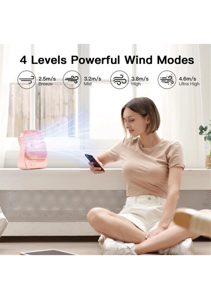 Masa Vantilatörü 4 Hız Daha Güçlü Soğutma Hava Akımı Taşınabilir Küçük Vantilatör Şarj Edilebilir Sessiz Kişisel Mini Vantilatör Ev Ofis Için Pembe (Yurt Dışından) fiyatları