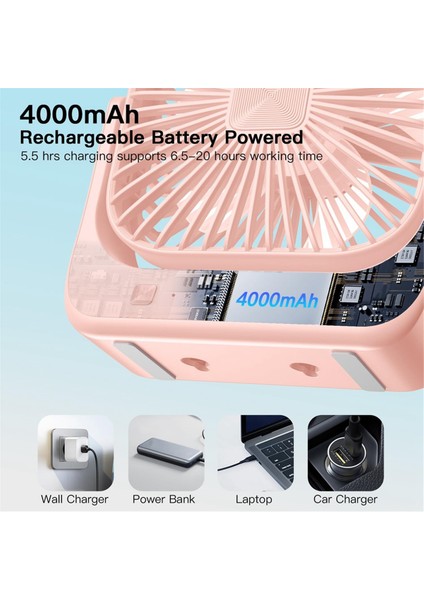 Masa Vantilatörü 4 Hız Daha Güçlü Soğutma Hava Akımı Taşınabilir Küçük Vantilatör Şarj Edilebilir Sessiz Kişisel Mini Vantilatör Ev Ofis Için Pembe (Yurt Dışından) modelleri