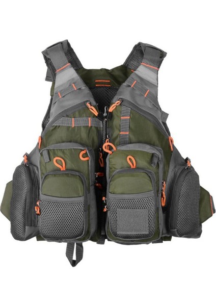 Balıkçılık Can Yeleği Yelek Açık Hava Sporları Sinek Yüzme Ayarlanabilir Yelek Balıkçılık Takımı Saha Yeşil (Yurt Dışından)