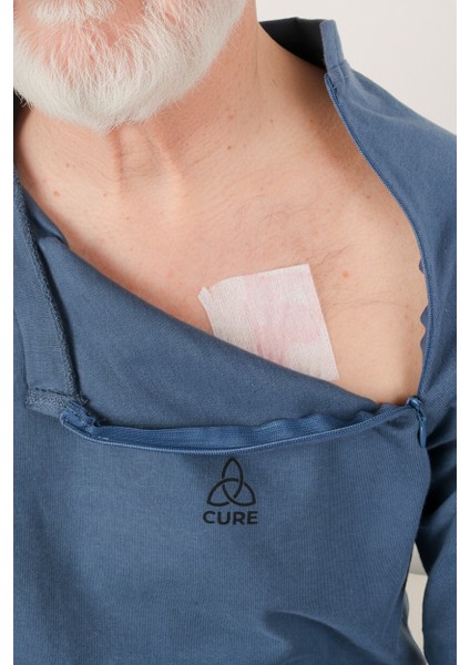 Adaptif Denim Mavi Kemoterapi Hasta Bakım ve Tedavi Kıyafeti indirimleri