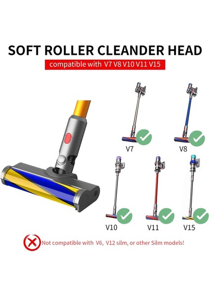 Dyson V7 V8 V10 V11 V15 Toz Dedektörü Işıklı Elektrikli Süpürge Başlıkları ve Yumuşak Silindirli Süpürge Başlık Parçaları (Yurt Dışından) fiyatları
