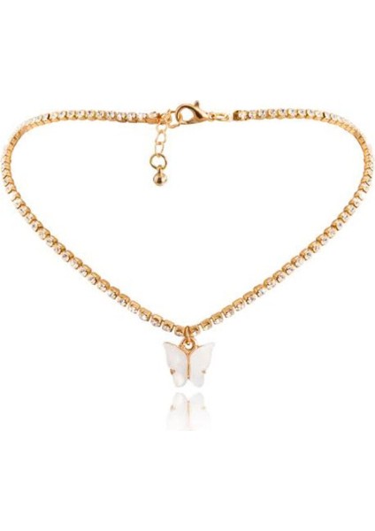 Şıklığınızı Tamamlayacak Altın Renk Taşlı Zirkon Kelebekli Bileklik