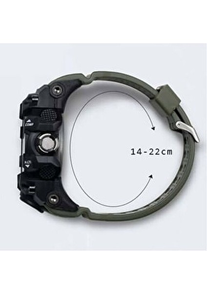 1545 Erkek Kol Saati Analog Dijital Fonksiyonlu Kauçuk Kordon 5 ATM Suya Dayanıklı