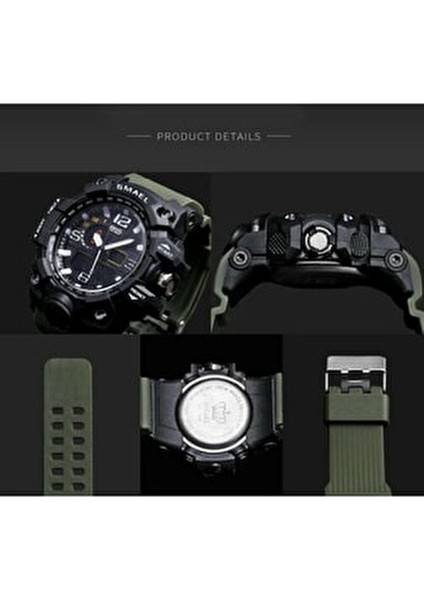 1545 Erkek Kol Saati Analog Dijital Fonksiyonlu Kauçuk Kordon 5 ATM Suya Dayanıklı