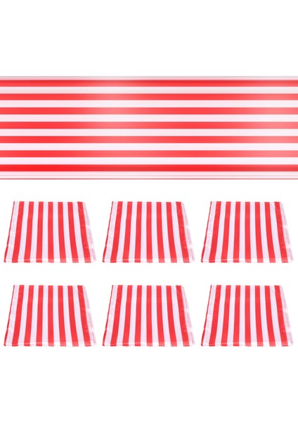 6 Adet Çizgili Masa Koşucusu Düğün Polyester Masa Dekoru Kırmızı Beyaz Çizgili Tasarım Masa Örtüsü Dekor 12 x 108 Inç (Yurt Dışından)