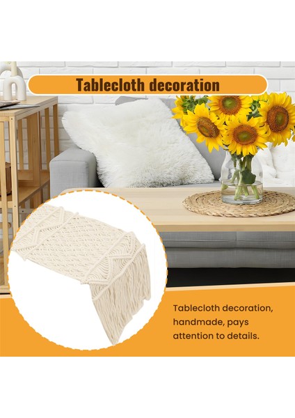 Makrame Masa Koşucusu, Boho Düğün Masası Dekorasyonu, Vintage Çiftlik Evi ve Bohem Yemek Odası Stili, Bej Beyaz (Yurt Dışından) indirimleri