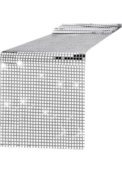 Disko Parti Masası Koşucusu Ayna Gümüş Folyo Masa Koşucusu Glitter Metalik Masa Kapağı Disko Dans Partisi Düğün (Yurt Dışından)