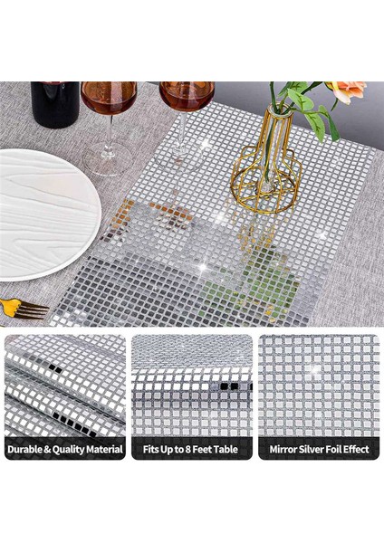 Disko Parti Masası Koşucusu Ayna Gümüş Folyo Masa Koşucusu Glitter Metalik Masa Kapağı Disko Dans Partisi Düğün (Yurt Dışından) modelleri