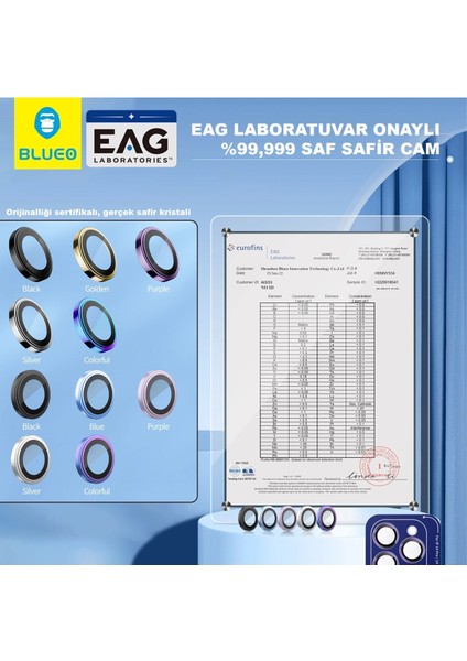 Sapphire iPhone 17 Uyumlu 9 Mohs %99.99 Orijinal Safir Black Titanium Kamera Lens Koruyucu