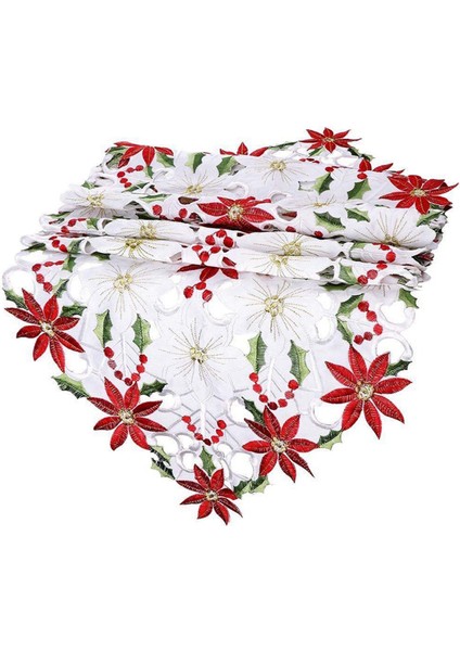 Noel Masası Koşucusu, Poinsettia Holly Yaprağı Işlemeli Masa Çarşafları Noel Dekorasyonları Için 15 x 53 Inç (Yurt Dışından) fiyatları