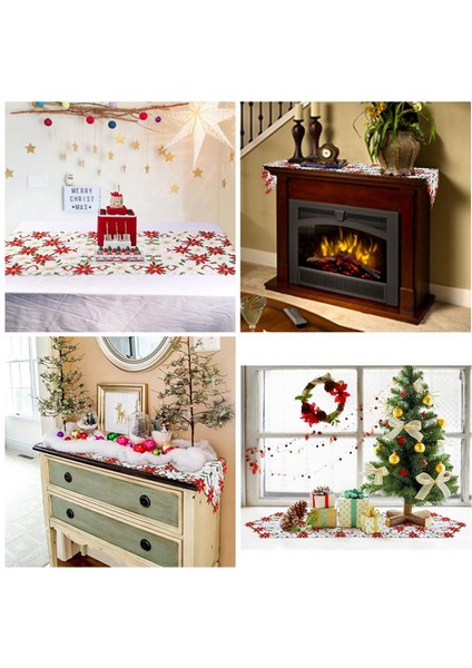 Noel Masası Koşucusu, Poinsettia Holly Yaprağı Işlemeli Masa Çarşafları Noel Dekorasyonları Için 15 x 53 Inç (Yurt Dışından) modelleri