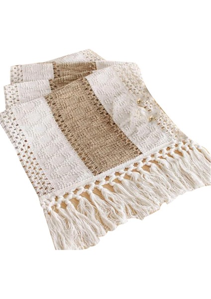 Masa Bezi, Pamuk ve Keten Düğümlü Püsküller, Masa Bayrağı, Tatil Düğün Dekorasyonu, Masa Bezi (Yurt Dışından)