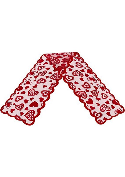 Sevgililer Günü Dekor Masa Koşucu, 13 x 72 Inç Kırmızı Dantel Masa Koşucusu, Düğün Sevgililer Günü Romantik Kalp Masası Koşucu (Yurt Dışından)