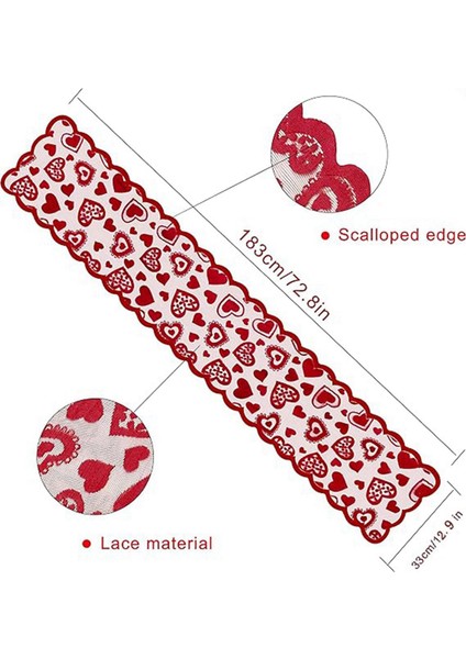 Sevgililer Günü Dekor Masa Koşucu, 13 x 72 Inç Kırmızı Dantel Masa Koşucusu, Düğün Sevgililer Günü Romantik Kalp Masası Koşucu (Yurt Dışından) fırsatları