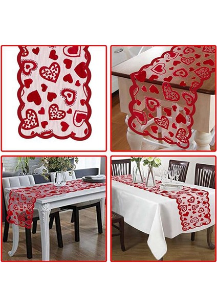 Sevgililer Günü Dekor Masa Koşucu, 13 x 72 Inç Kırmızı Dantel Masa Koşucusu, Düğün Sevgililer Günü Romantik Kalp Masası Koşucu (Yurt Dışından) indirimleri