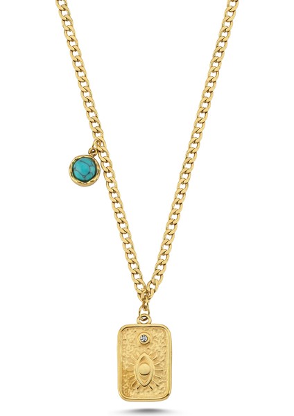 Çelik Göz-Turkuaz Taşı Kolye