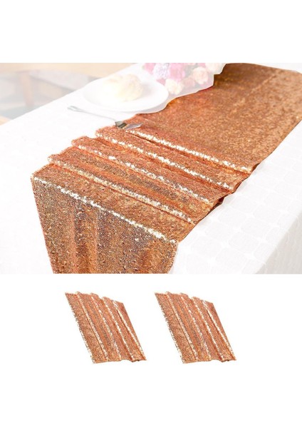 2pcs Sequin Masa Runner Bakır Glitter Runner Için Doğum Günü Partisi Malzemeleri Düğün Bachelorette Tatil Kutlaması (Yurt Dışından) fiyatları