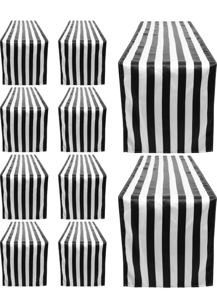 10 Paket Masa Koşucusu Polyester Masa Dekoru Klasik Siyah ve Beyaz Çizgili Masa Koşucusu Modern Zarif Tasarım (Yurt Dışından) modelleri