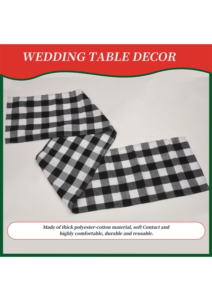 Buffalo Check 13X70INCH Siyah Beyaz Ekose Masa Koşucu, Parti Noel Etkinlikleri Için Yemek Masa Koşucuları Ev Dekor (Yurt Dışından) indirimleri