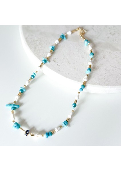 Deniz Kabuğu Kristal Boncuk Kolye