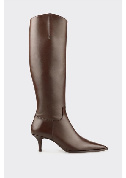 Kahve Deri Kadın Çizme