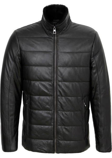 Siyah Hakiki Deri Erkek Hakiki Deri Mont - E23KKM310512-Q3H