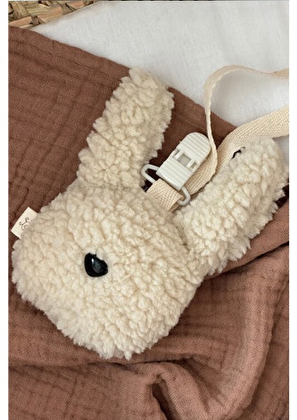 Teddy Bunny Emzik Askısı Krem Renkli Teddy Kumaş 12 cm