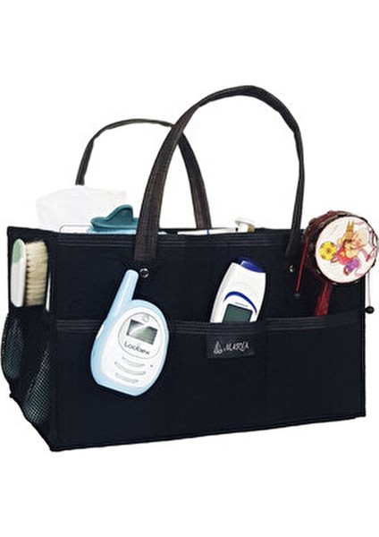 Bebek Bakım Çantası Şık Tasarım ve Fonksiyonel Kullanım 3 Gözlü Keçe Siyah fırsatları