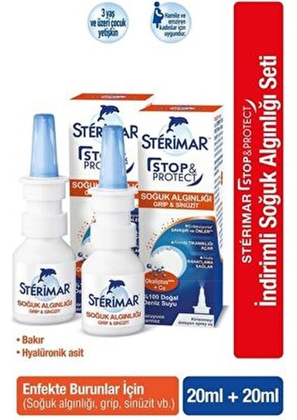 Stopprotect Burun Spreyi Doğal Deniz Suyu ile 20 ml x 2 Adet indirimleri