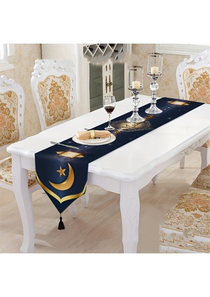 Ramazan Ayı Dekorasyon Masaüstü Bayrağı, Siyah Altın Fener Festivali Partisi Aile Yemek Masası Bayrağı, Keten E (Yurt Dışından) fırsatları