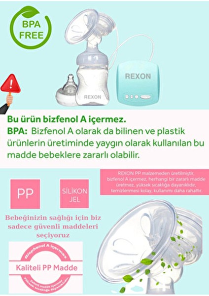 Elektrikli Göğüs Pompası Mavi BPA İçermeyen Malzeme