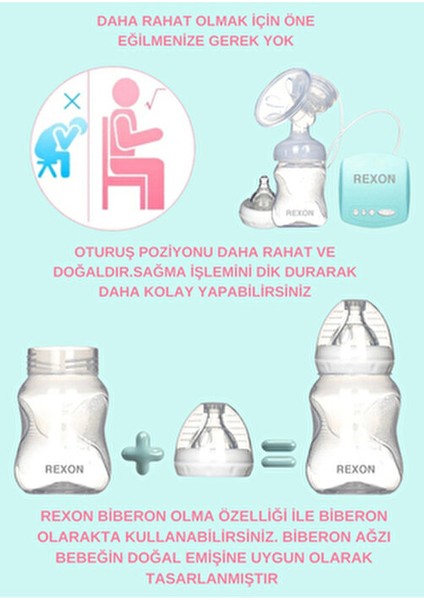 Elektrikli Göğüs Pompası Mavi BPA İçermeyen Malzeme