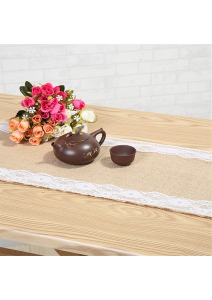 4pcs Dantel Masa Runner Retro Dantel Çuval Çuval Taşıyıcı Masa Masa Koşucuları Ülke Düğün Partisi Yemek Masa Kapağı Dekorasyonu, B (Yurt Dışından) modelleri