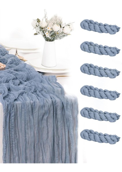 6pack 35X120 Inç Masa Koşucusu, Gelin Bebek Duşu Düğün Doğum Günü Dekorasyon Mavi Için Peynir Kumaş Masa Koşucusu (Yurt Dışından) fiyatları