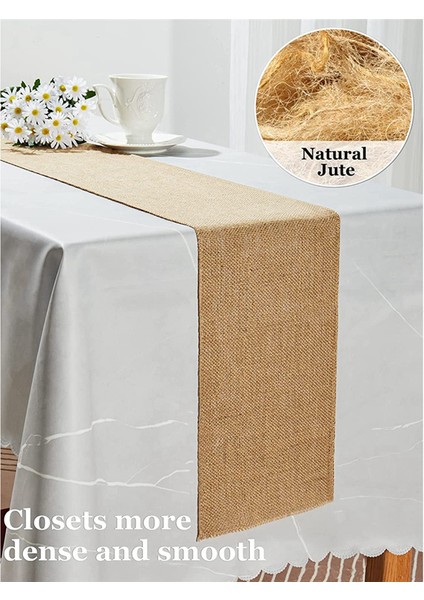 Masa Runner 10 M x 30 cm Jüt Masa Koşucusu Keten Jüt Kumaş, Masa Koşucusu Rulo Masa Dekorasyonu Düğün Vintage Rustik (Yurt Dışından) modelleri
