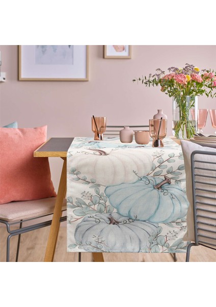 Sonbahar Okaliptüs Bırakan Kabak Masa Koşucu, Sonbahar Şükran Günü Mutfak Yemek Masa Dekorasyonu Iç Mekan A Için (Yurt Dışından) fırsatları