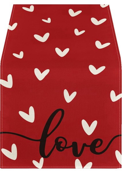 Kırmızı Aşk Sevgililer Günü Masa Koşucu, Mevsim Yıldönümü Mutfak Yemek Masa Dekorasyonu Kapalı Ev Partisi (Yurt Dışından)