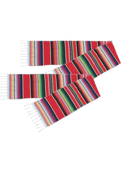 2 Paket 14 x 84 Inç Meksika Masa Koşucu 14 x 84 Inç Meksika Parti Düğün Süslemeleri Saçak Pamuklu Serape Battaniye Masa Koşucu (Kırmızı (Yurt Dışından) modelleri