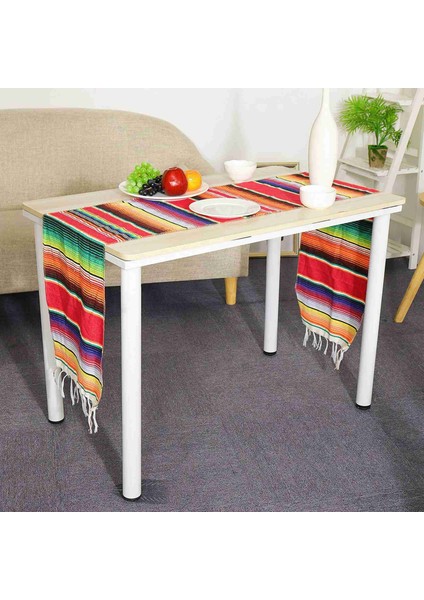 2 Paket 14 x 84 Inç Meksika Masa Koşucu 14 x 84 Inç Meksika Parti Düğün Süslemeleri Saçak Pamuklu Serape Battaniye Masa Koşucu (Kırmızı (Yurt Dışından) indirimleri