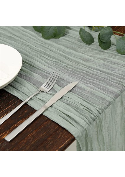 Masa Runner Boho Gazlı Bez Masa Masa Koşucu Rustik Sheer Runner Düğün Bebek Duş Masası Süslemeleri 90X400CM (Yurt Dışından) fiyatları
