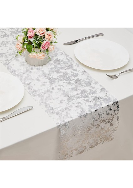 Gümüş Masa Runner Glitter Metalik Ince Mesh Masa Runner Düğün, Gelin Duş Için Parlak Masa Süslemeleri (Yurt Dışından) fiyatları