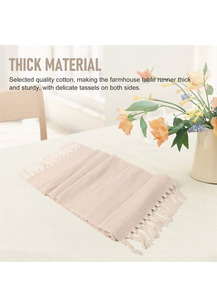 Çiftlik Evi Masası Koşucusu, Vintage Rustik Masa Koşucusu, Pamuk Örgülü Sehpa Koşucusu, Bej Dokuma Masa Koşucusu (Yurt Dışından) fırsatları